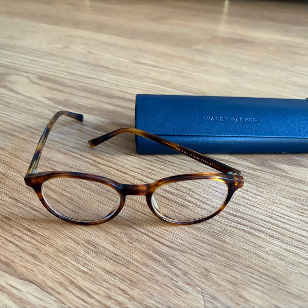Warby Parker Watts Tortoise Glasses with Navy Case
